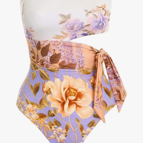 Floral Strapless Swimsuit and Wrap Skirt Set - Picture 2 of 6